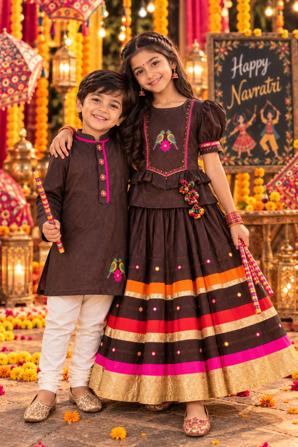 Dandiya Nights Sibling Ethnic Combo Set